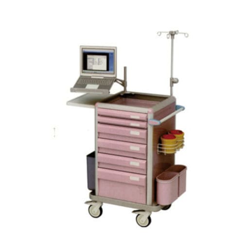 Notfallwagen - B 25 - Tianjin Kangli Medical Instrument - Aluminium / Abfalleimer / mit Infusionsständer