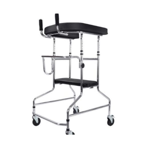 Gehgestell mit 4 Rädern - Tianjin Kangli Medical Instrument - höhenverstellbar / mit Sitz