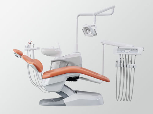 Dentaleinheit mit elektrisch bedientem Stuhl - A4 - FOSHAN ESAY MEDICAL TECHNOLOGY CO.,LTD - mit flexiblem Kopfstück / mit Hygienesystem / mit seitlichem Instrumententräger