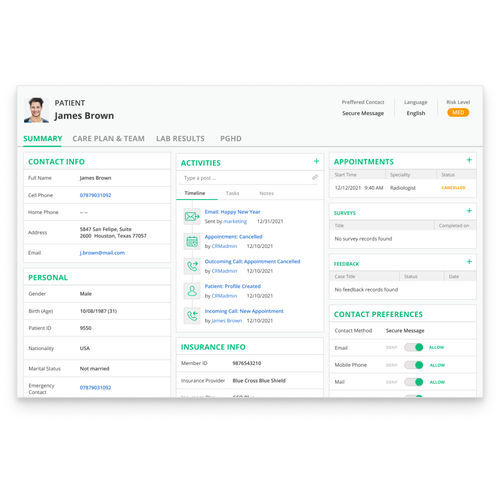CRM-Software - Dynamics 365 - ScienceSoft - zur Erhebung der Patientenzufriedenheit / medizinisch / für Gesundheitseinrichtungen