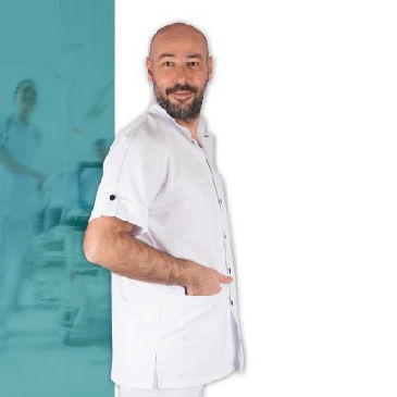 Medizinischer Kasack / für Männer - ANGKHOR - FIL'MED - aus Polyester / aus Baumwolle / blau