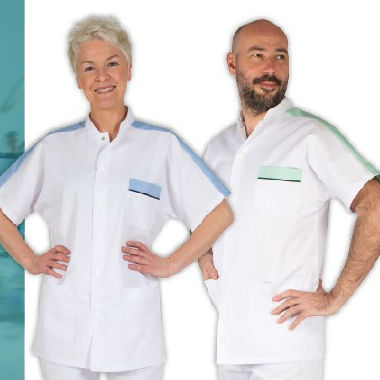 Medizinischer Kasack / unisex - ETNA - FIL'MED - aus Polyester / aus Baumwolle / weiß