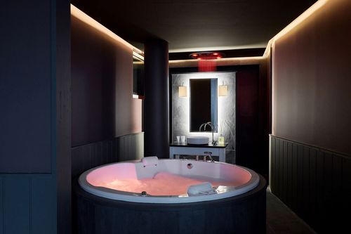 Doppelsitzer-Kurbadewanne - VICE VERSA - Preti - auf Einbau / mit Chromatherapie-Lampen