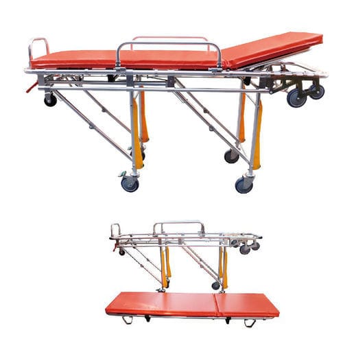 Trage für Krankenwagen - YK-TS039 - Topmost Medical Technology Co.,Ltd - zusammenklappbar / mit verstellbarer Rückenlehne / Aluminium