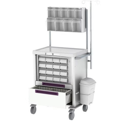 Wagen für Medikamente - premium  - Viviam Med - für Transport / Abfalleimer / mit Infusionsständer