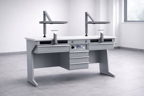 Arbeitsplatz für Dentallabors / Ausbildung - AWB 03 - AVIOR GMBH - mit Regal / mit Schubladen / mit LED-Licht
