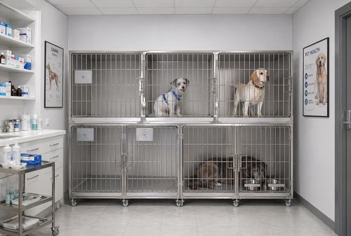 Tierkäfig für Hunde - AVIOR GMBH - modular / auf Rollen / Edelstahl
