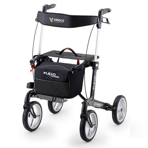 Rollator mit 4 Rädern - FLE-CAR-BLA - Veleco - Kohlefaserrahmen / mit Sitz / mit Korb