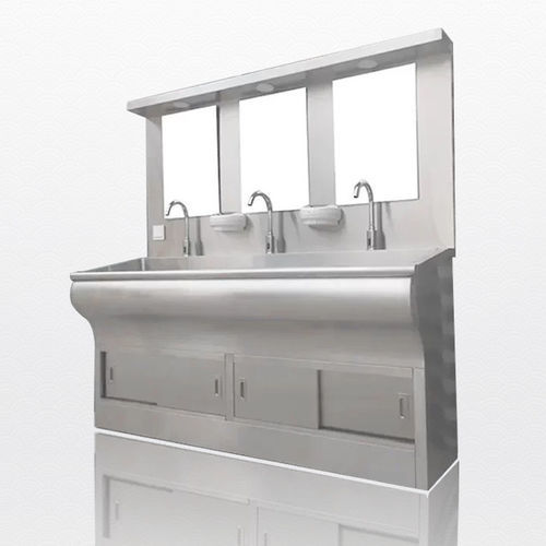 Waschbecken für OP / 3 Arbeitsplätze - Shandong Hongxinyu Medical Technology Co., Ltd. - Edelstahl / Kniebedienung