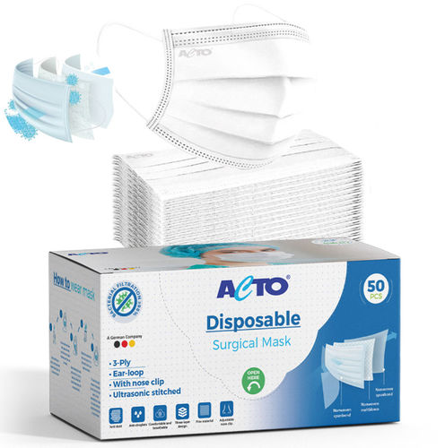 OP-Maske / EN 14683 - 13.6100.50 - Acto   - ohne Latex / für Erwachsene / 50er-Packung