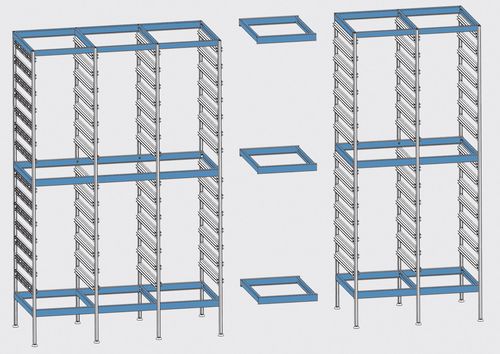 Modulares Regal - 3420/25/00 QL - Alvi - Schienen / offene Bauweise / Aluminium