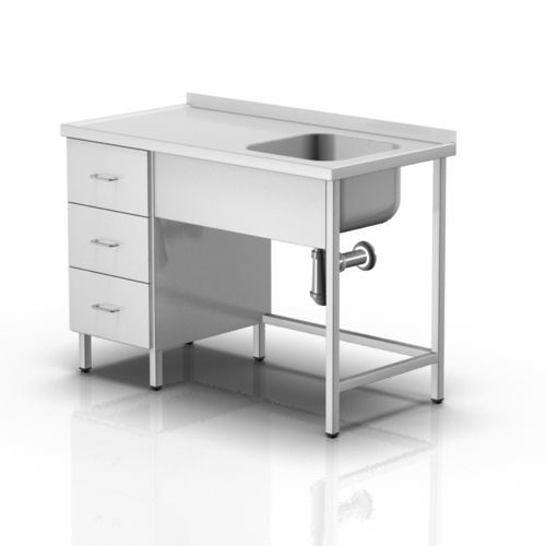 Arbeitstisch - 2-393 - ALVO Medical - rechteckig / mit Waschbecken / Edelstahl