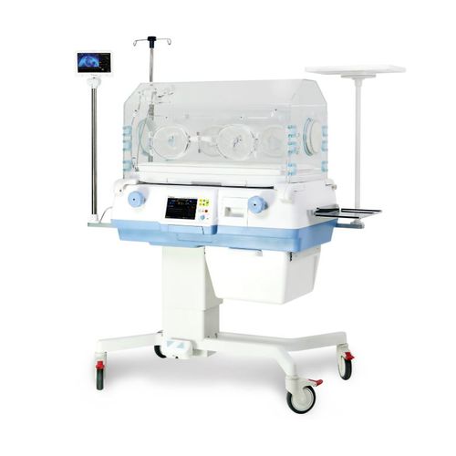 Inkubator für Neugeborene auf Rollen - BT-500 - BISTOS   - Trendelenburg / mit Waage / mit 4 Fenstern für Zugang zum Baby