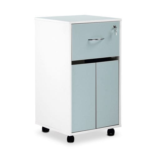 Nachttisch auf Rollen - BC1C/GW - Bristol Maid Hospital Metalcraft - mit Schubladen / mit Verriegelung