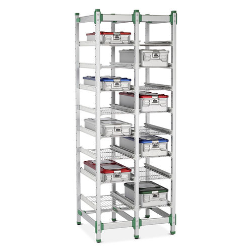 Wagen für Sterilisationscontainer - 4HH/SCS/S1/2W5T - Bristol Maid Hospital Metalcraft - für Instrumente / Lager / mit Regal