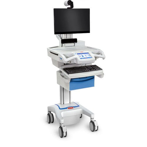 Höhenverstellbarer Computerwagen - CareLink™ - Capsa Healthcare - mit Schublade / gesichert / modular