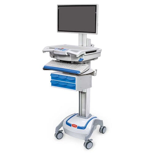 Medizinisch Computer-Arbeitsplatz - M38e - Capsa Healthcare - für Laptop Computer / höhenverstellbar / auf Rollen