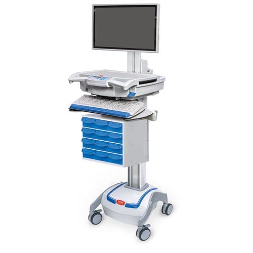 Medizinischer Computer-Arbeitsplatz - M38e - Capsa Healthcare - für Laptop Computer / höhenverstellbar / mobil