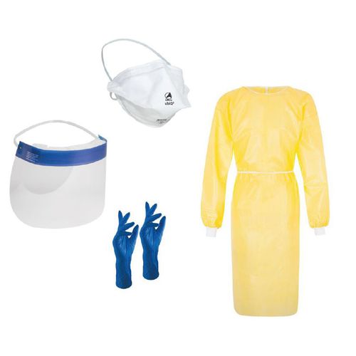 Medizinisches Set / Prävention - 9008 - DACH Schutzbekleidung - Notfall / Einweg / mit Handschuh