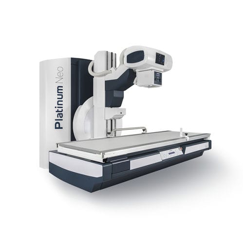 Kippbarer Röntgentisch - Platinum Neo - DMS Imaging - höhenverstellbar / mit Schwenkarm-Säule / mit Wandraster