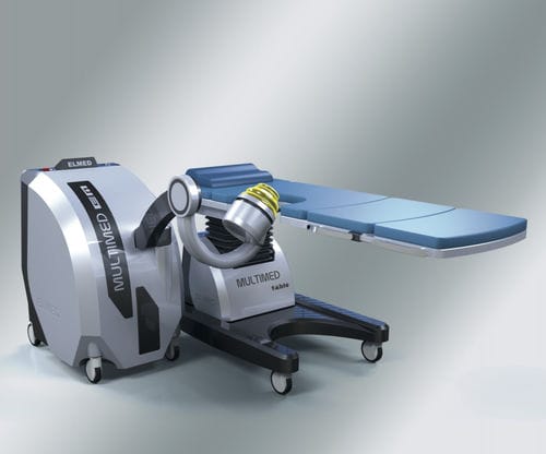 Extrakorporaler Lithotripter - Multimed EM™ - ELMED Medical Systems - auf Wagen / mit Lithotripsie-Tisch