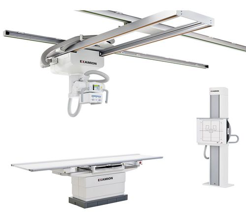 Digitales Röntgensystem - X-DRS Ceiling Standard - Examion - für multifunktionale Röntgenaufnahmen / mit Schwenkarm-Säulen / mit bodenstehendem Bucky