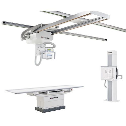 Digitales Röntgensystem - X-DRS Ceiling Standard Hum - Examion - für multifunktionale Röntgenaufnahmen / mit bodenstehendem Bucky / mit Schwenkarm-Säulen