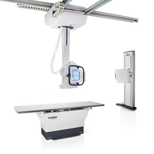 Digitales Röntgensystem - X-DRS Ceiling Flow - Examion - für multifunktionale Röntgenaufnahmen / mit bodenstehendem Bucky / mit Schwenkarm-Säulen