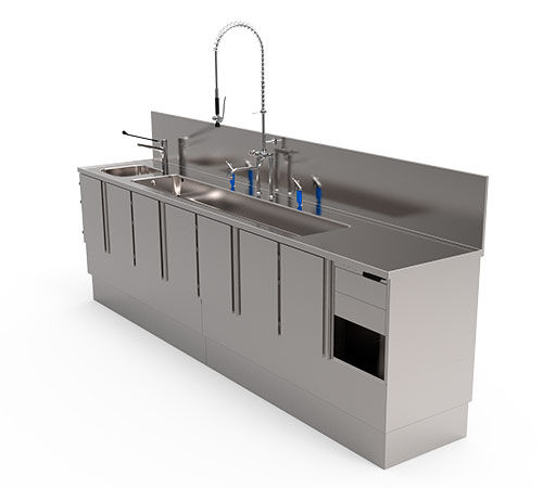Vorreinigungsstation für Endoskope - Famos - mit Waschbecken / Edelstahl