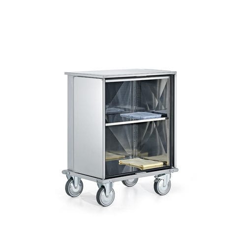 Sackhalterwagen für saubere Wäsche - 9CB0310 - Favero Health Projects - mit Tür / mit 2 Regalbrettern / aus Edelstahl