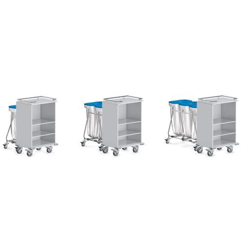 Sackhalterwagen für dreckige Wäsche - 9CB0221 - Favero Health Projects - für saubere Wäsche / Abfall / mit 3 Regalbrettern