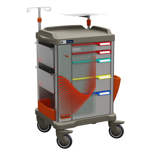 Notfallwagen - Persolife 400 Inox - Francehopital - für Defibrillator / Abfall / Service