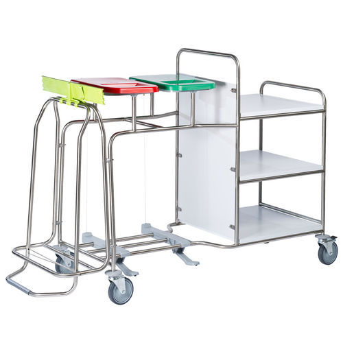 Sackhalterwagen für saubere Wäsche - Iseo Trio CBPXPW - Francehopital - für dreckige Wäsche / medizinisch / mit Regal
