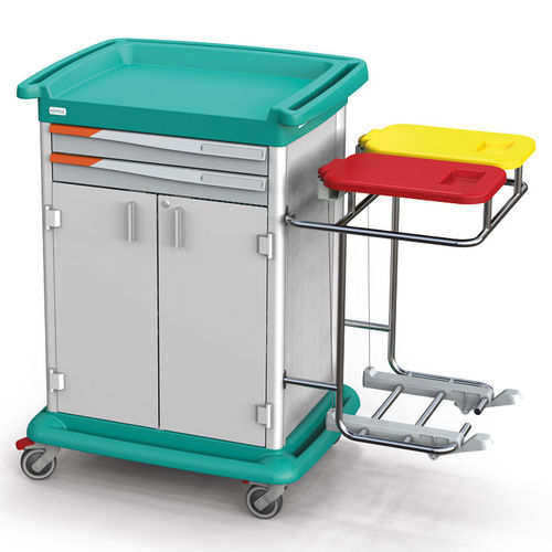 Sackhalterwagen für saubere Wäsche - #ES10-AKC2 - Francehopital - für dreckige Wäsche / medizinisch / mit Regal
