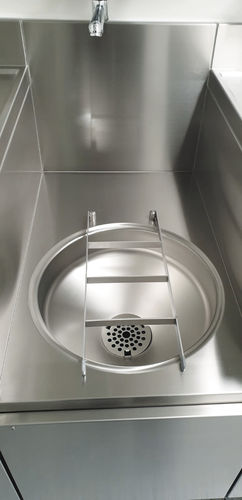Arbeitsplatte für Labor / mit Waschbecken - 82640 - Funeralia - Edelstahl
