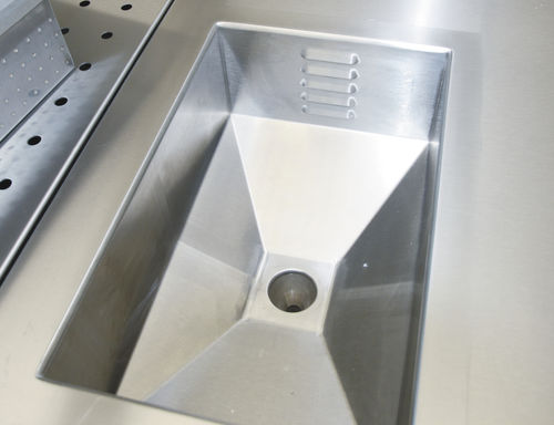 Arbeitsplatte für Labor / mit Waschbecken - 83330 - Funeralia - Edelstahl