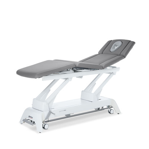 Elektrische Massageliege - PRO Q8 - GymnaUniphy - auf Rollen / mit höhenverstellbarer Rückenlehne / mit Armstütze