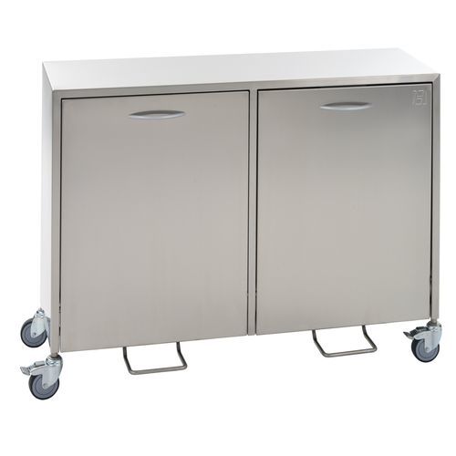 Stahl-Abfallkorb - WSLQ220 - Hammerlit - Edelstahl / Polypropylen / auf Rollen