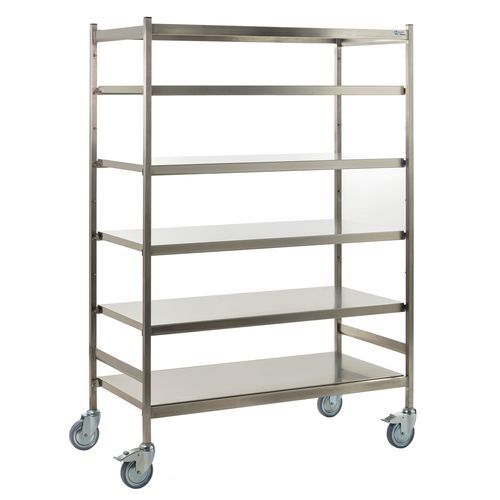Edelstahlwagen - CF612G5 - Hammerlit - 5 Regalbretter / mit Regal / mobil