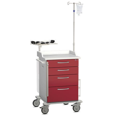 Notfallwagen - K42 - Modell 11 - Hammerlit - mit Schublade / mit Infusionsständer / mit Herzmassageplatte