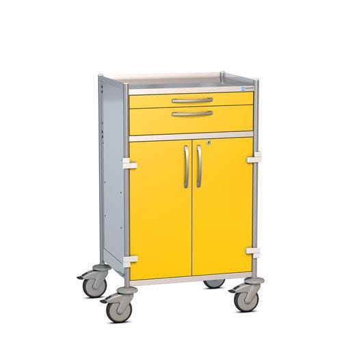 Edelstahlwagen - PMEF6414 - Hammerlit - mit Schublade / mit Flügeltür / 2-türig