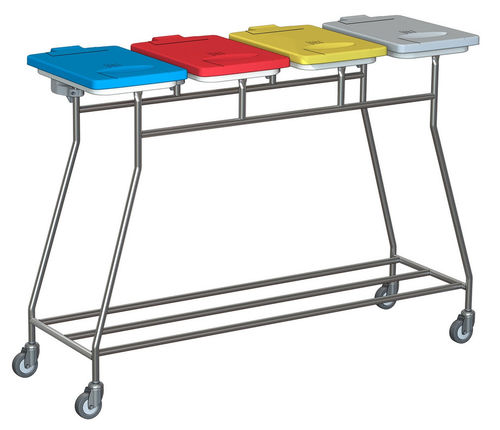 Wäscherei-Sackhalterwagen - W465L - Hammerlit - mit Griff / 4 Säcke / aus Edelstahl