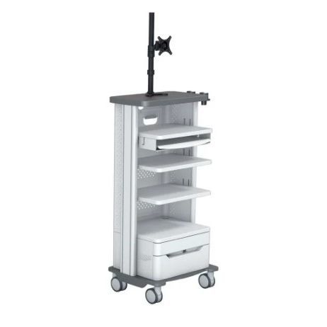 Wagen für Endoskopie -  „Klinik“ - HEBUmedical   - für Monitor / Aluminium / 1 Schublade