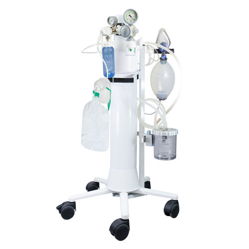 Sauerstofftherapiegerät auf Wagen - AEROtreat  - HUM - Gesellschaft für Homecare und Medizintechnik - mit Sauerstoffmaske / mit Sauerstoffflasche / mit Durchflussmesser