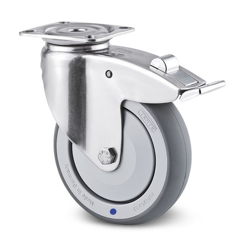 Rad mit Bremse - 014000120 - Hupfer Metallwerke GmbH & Co. KG - Edelstahl / schwenkbar