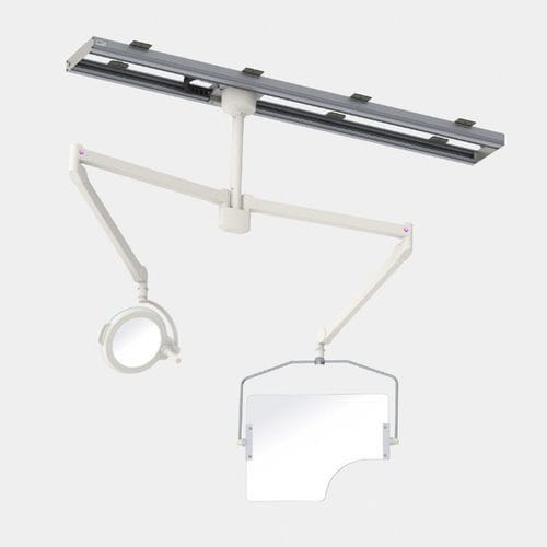 Röntgenstrahlen-Strahlenschutzschild - 351/P68/LED - Kenex Electro-Medical - deckenmontiert / mit Fenster / mit OP-Leuchte