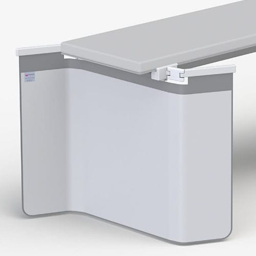 Röntgenstrahlen-Strahlenschutzschild - 313/A2 - Kenex Electro-Medical - an Untersuchungsliege montiert / 0.50 mm