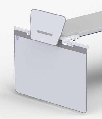 Röntgenstrahlen-Strahlenschutzvorhang - 313/A3 - Kenex Electro-Medical - an Untersuchungsliege montiert / 0.50 mm