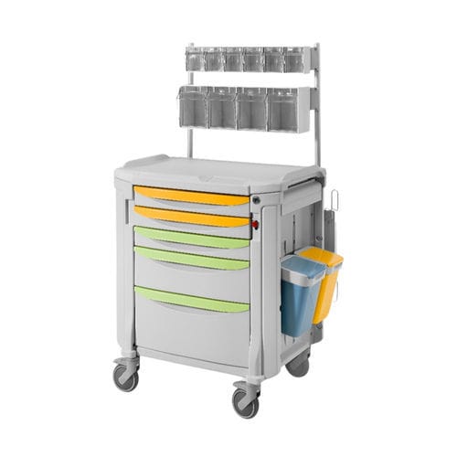 Wagen für Medikamente - Medtrolley  - Medical Iberica - 5 Schubladen / mit seitlichen Kippbehältern / mobil