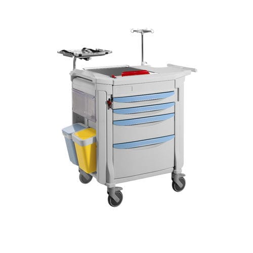 Wagen für Medikamente - Medical Iberica - Edelstahl / 4 Schubladen / mit Herzmassageplatte